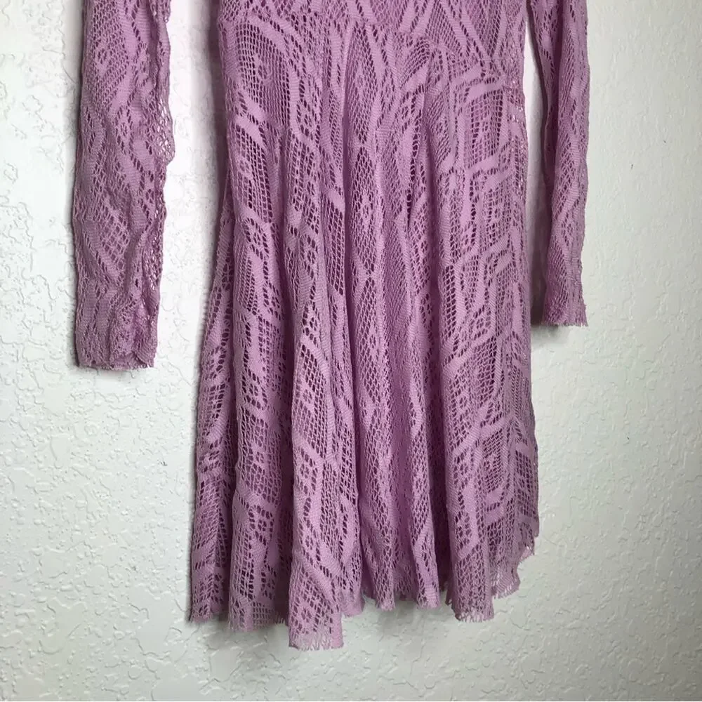 Free People wisteria pink purple lace ruffle dress size Extra Small NWT